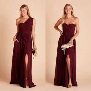 New NWT Birdy Grey “Grace” Convertible Chiffon Gown Maxi Dress Cabernet Burgundy